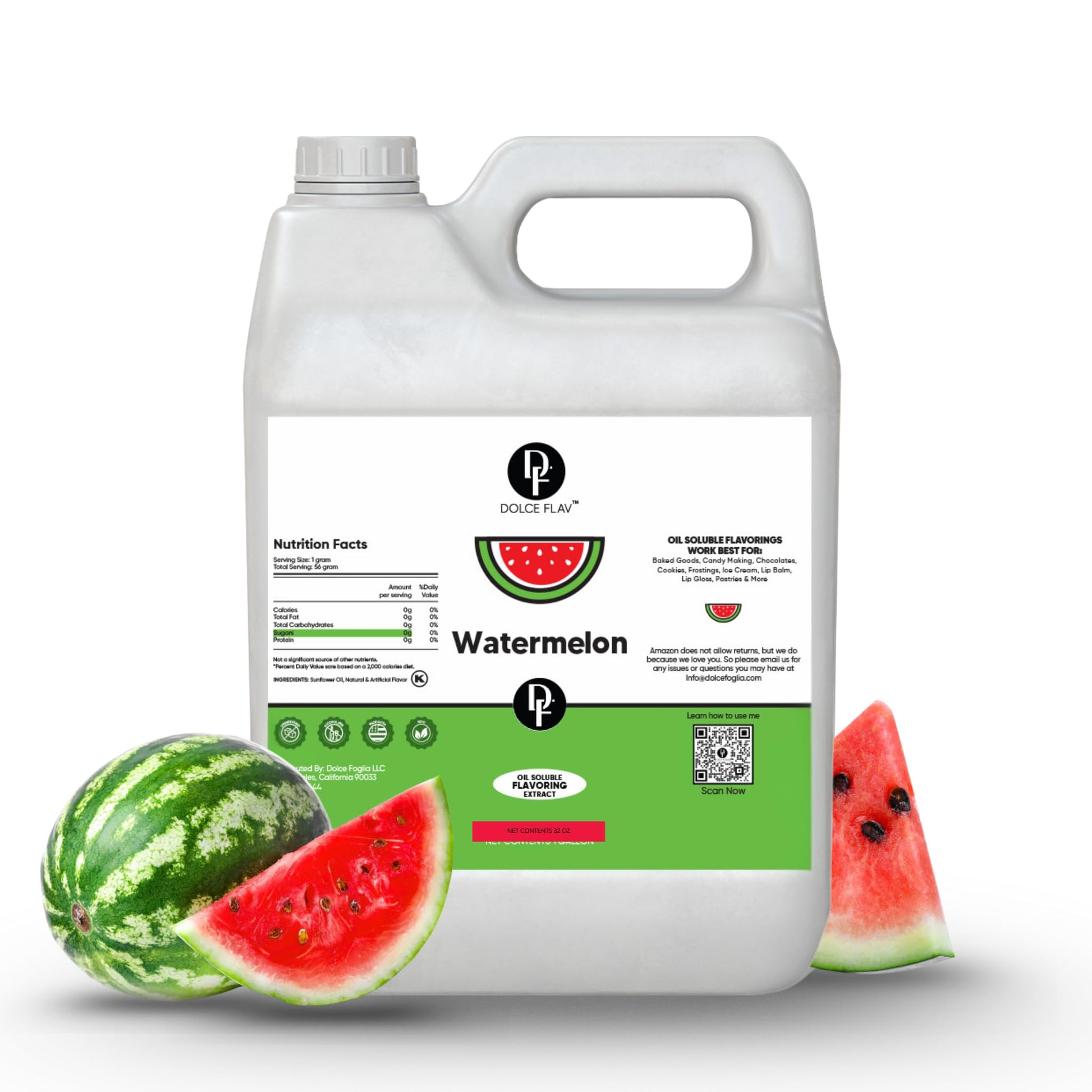 Dolce Flav Watermelon Flavoring - 32 Oz. - Top-Grade Oil-Based Extract For Chocolates  Frostings  Baked Goods & Confections | Ideal For Summer Treats & Commercial Kitchens