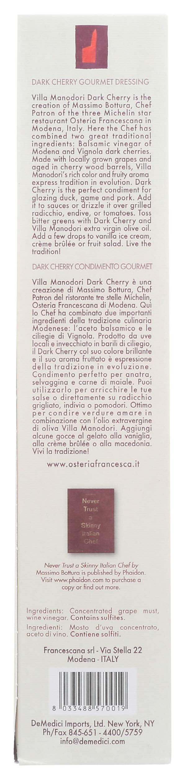 Villa Manodori, Massimo Bottura Dark Cherry Gourmet Dressing, 8.5 Fl Oz