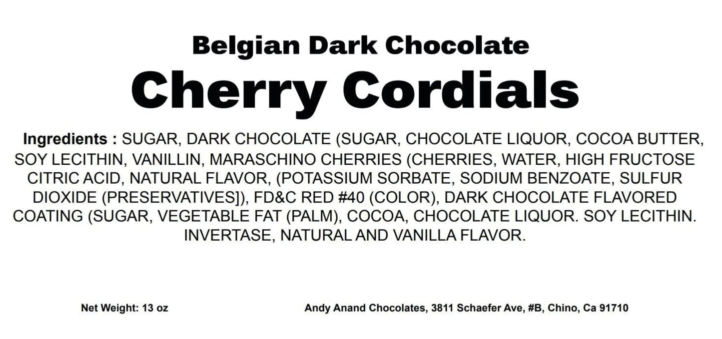 ANDY ANAND CHOCOLATIER Vegan Belgian Dark Chocolate Cherry Cordials - 24 Piece Set, Luxurious Gift Box, Indulgent & Delicious