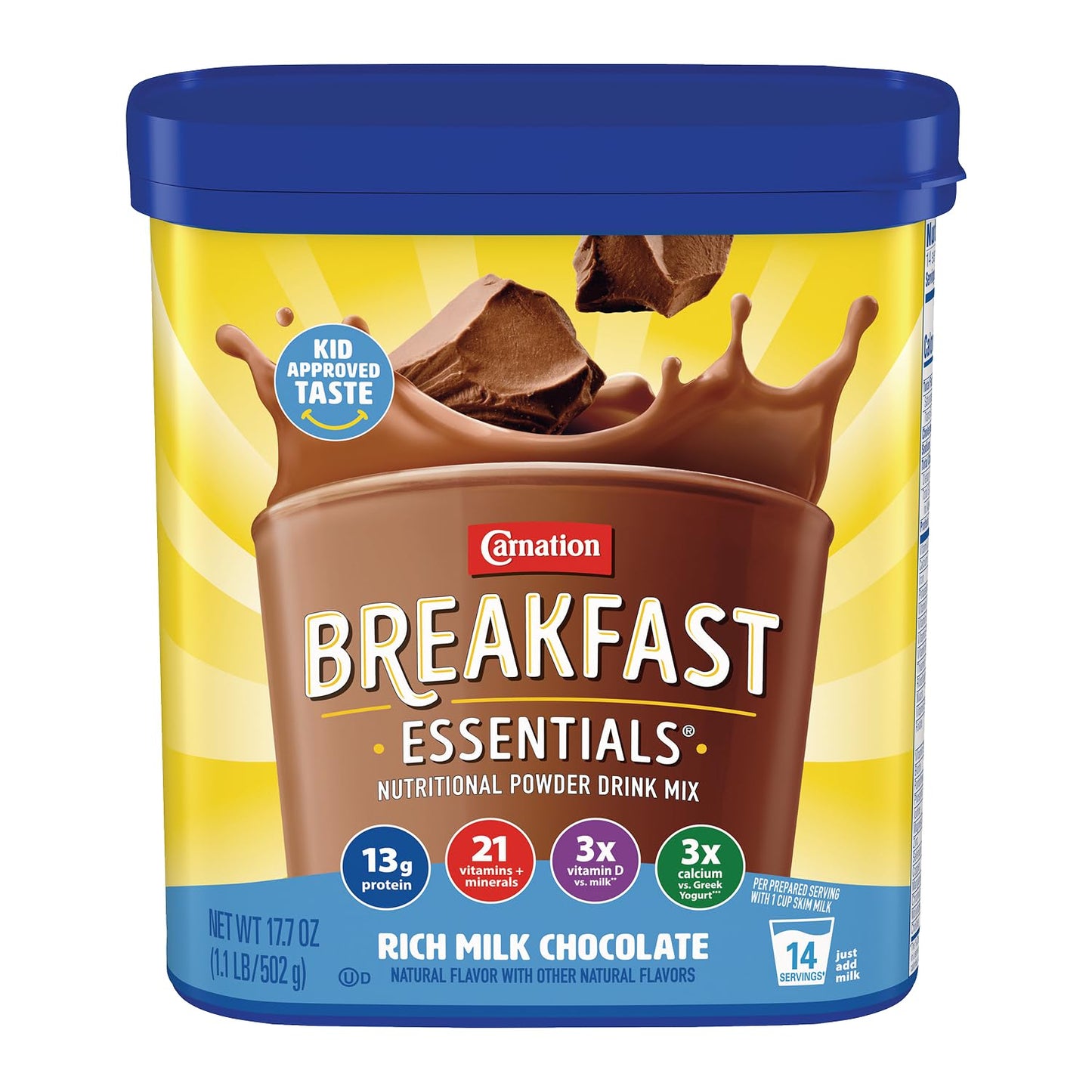 Carnation Breakfast Essentials Powder Drink Mix, Rich Milk Chocolate, 17.7 Ounce Jar