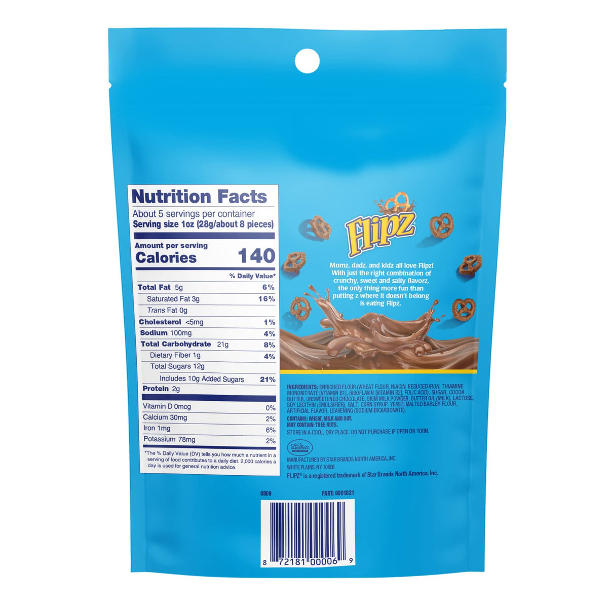 Flipz Milk Chocolate Covered Pretzels (5oz, Pack of 6), Perfect Sweet, Salty, & Crunchy Snack For Adults And Kids