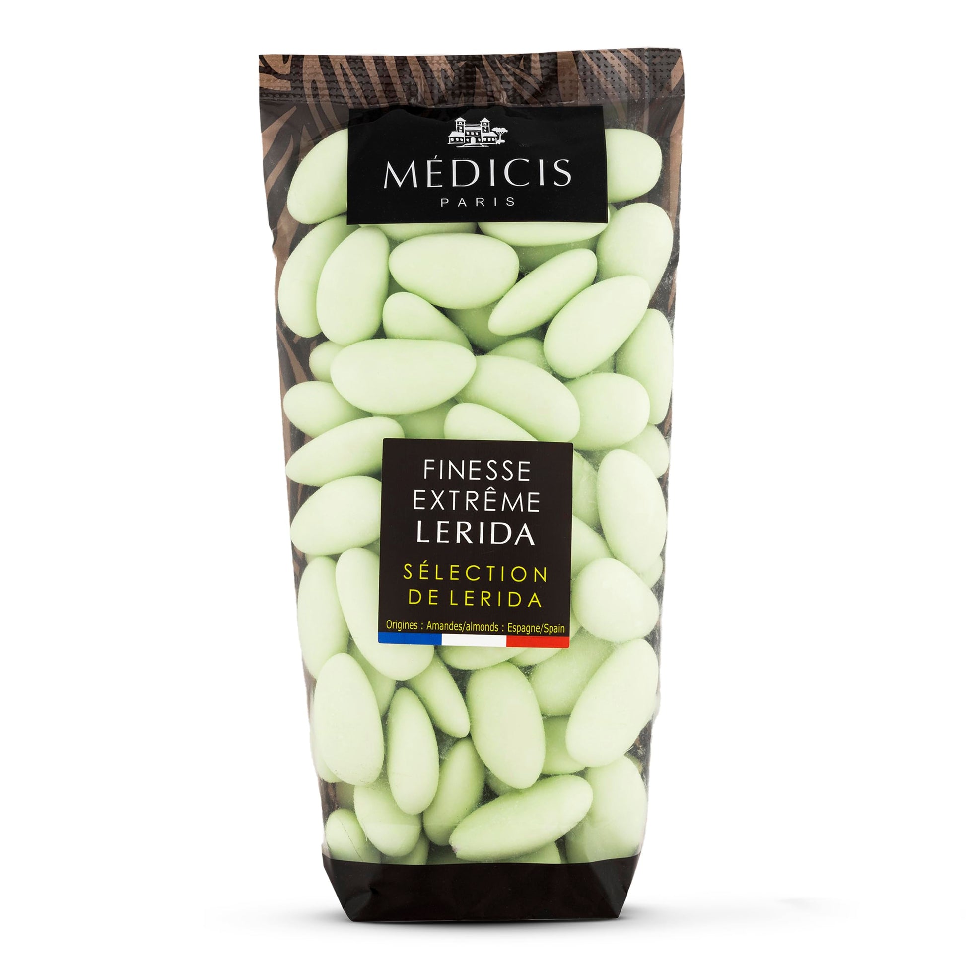Medicis Top-Grade Candied Almond Dragees (French Jordan Almonds) Sugar Coated Candies Ideal As A Party Favor For Weddings And Baby Showers  75 Count Bag 8.8Oz  Green