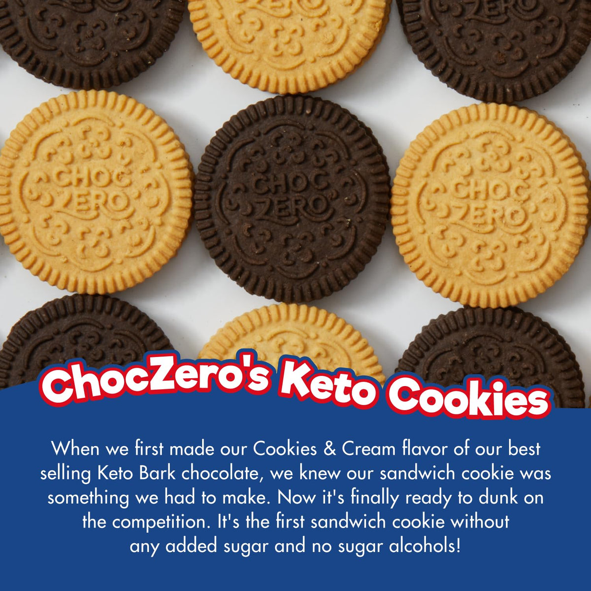 Choczero Keto Chocolate Sandwich Cookies With Creme - Low Sugar Gluten Free Dunkies (1 Box, 9Oz)