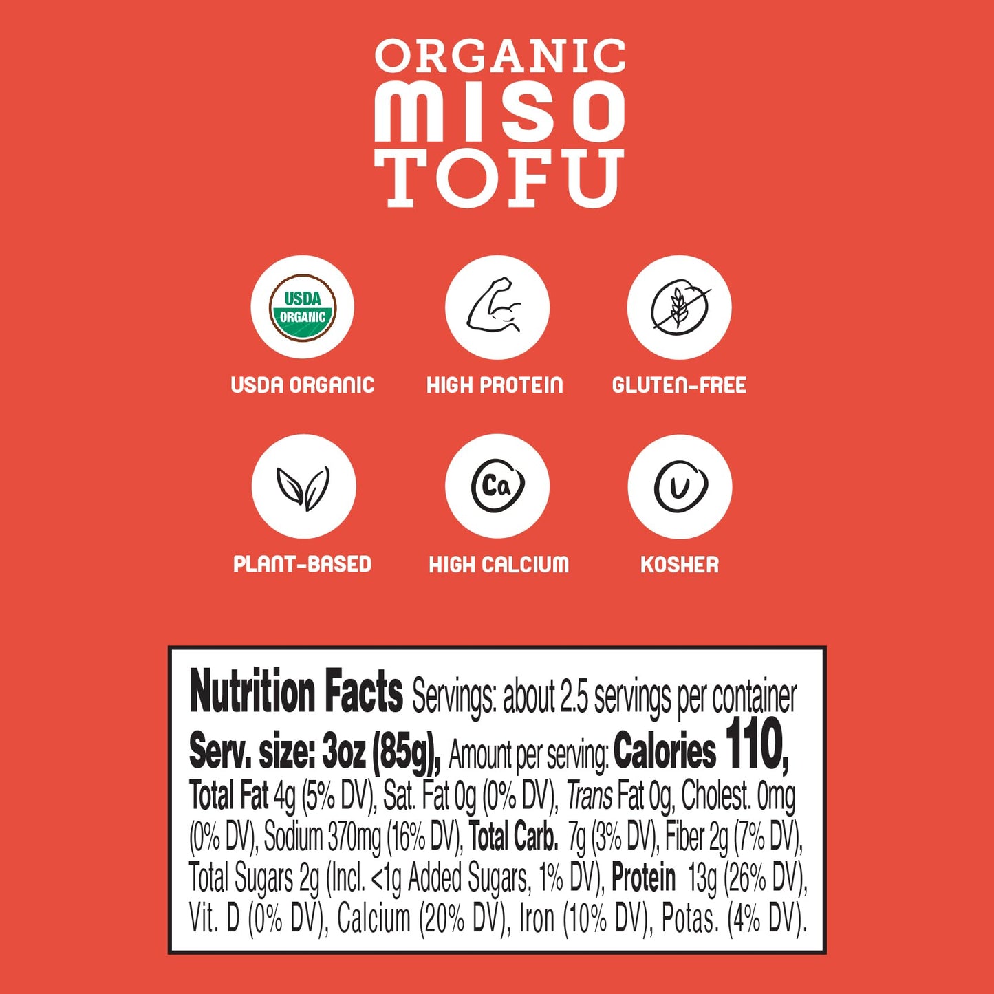 Hodo Miso Organic Tofu | 35g Protein per Package | Marinated in Flavorful, Umami-Rich Miso | Great in Air Fryer or Soup, Baked o