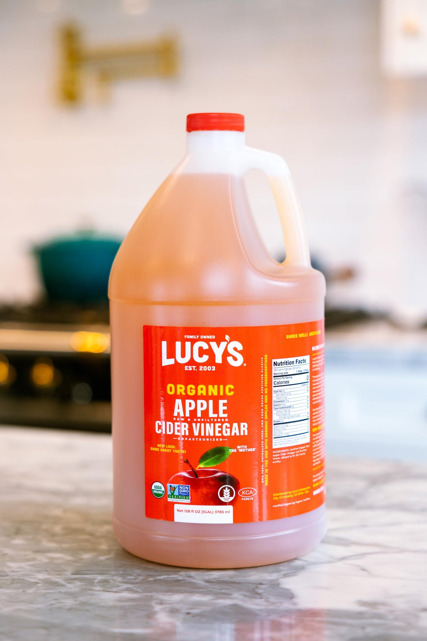 Lucys Organic Raw Apple Cider Vinegar, Unfiltered, Unpasteurized, 2 Gallon Pack
