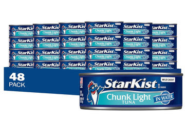 StarKist Chunk Light Tuna in Water, 5 oz (48 Pack) Canned Tuna Fish, Wild Caught, Gluten Free, Ready to Eat, Perfect for Salads,