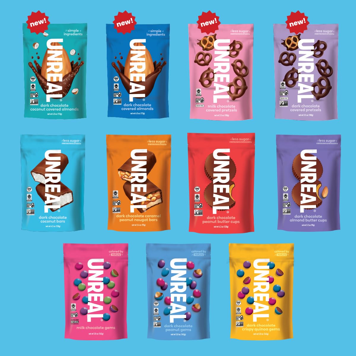 UNREAL Dark Chocolate Coconut Bars | Vegan, 3g Sugar, & 3 Simple Ingredients | Non-GMO, Gluten Free, & Fair Trade | 10oz Bag