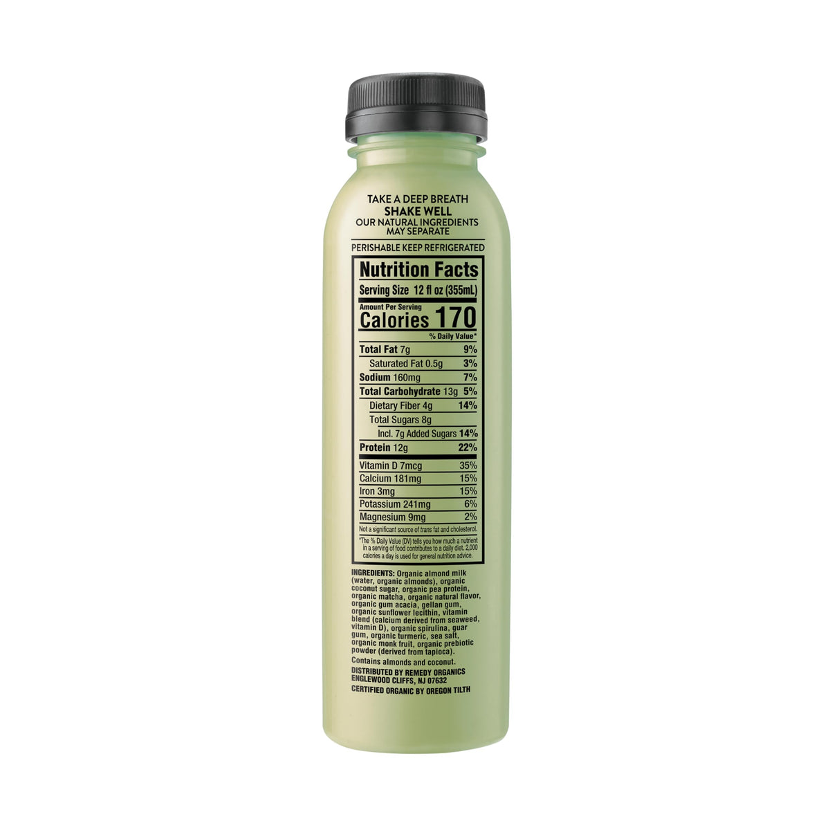 Remedy Organics Matcha Fuel 12-Pack | Plant Based 20g Protein Shakes, Ready to Drink | USDA Organic, Gluten Free, Dairy Free, So