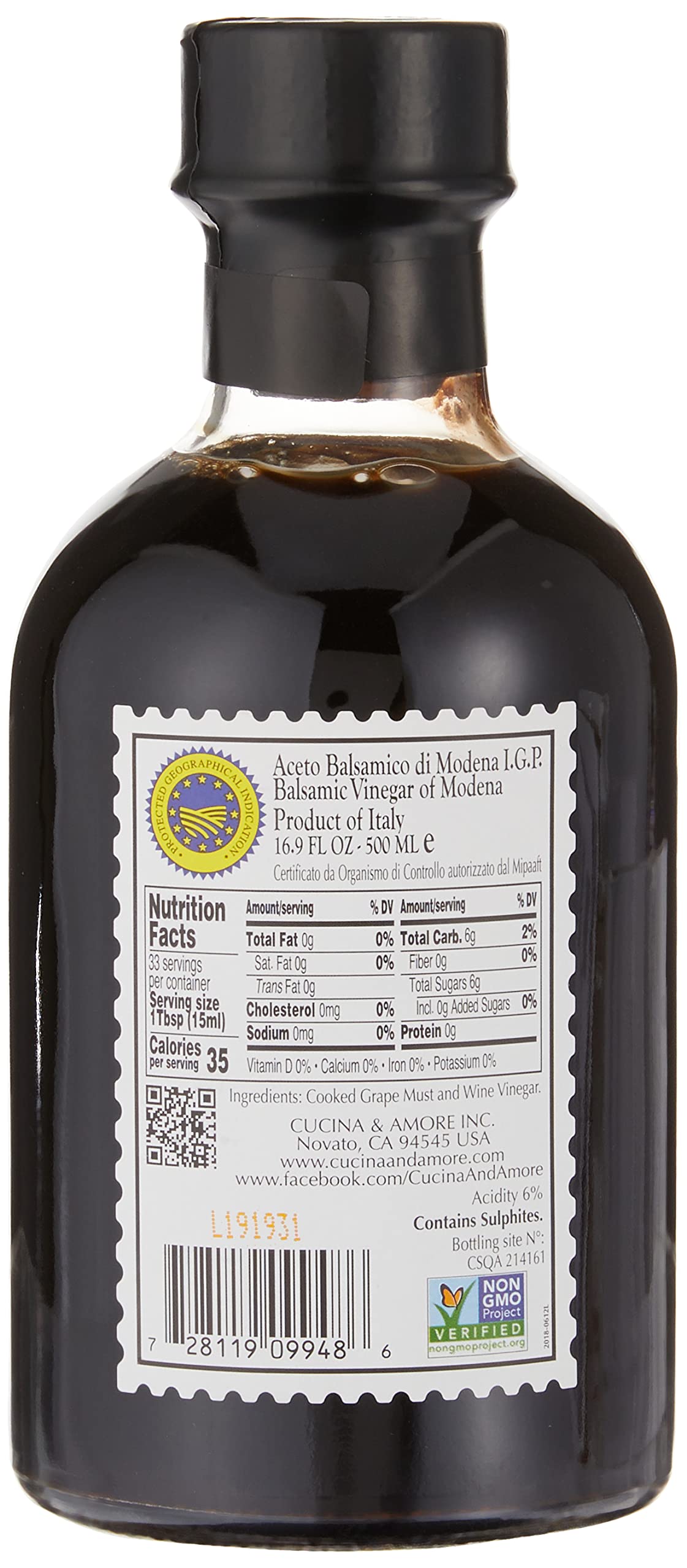 Cucina & Amore Balsamic Vinegar Of Modena - 16.9 Fl Oz