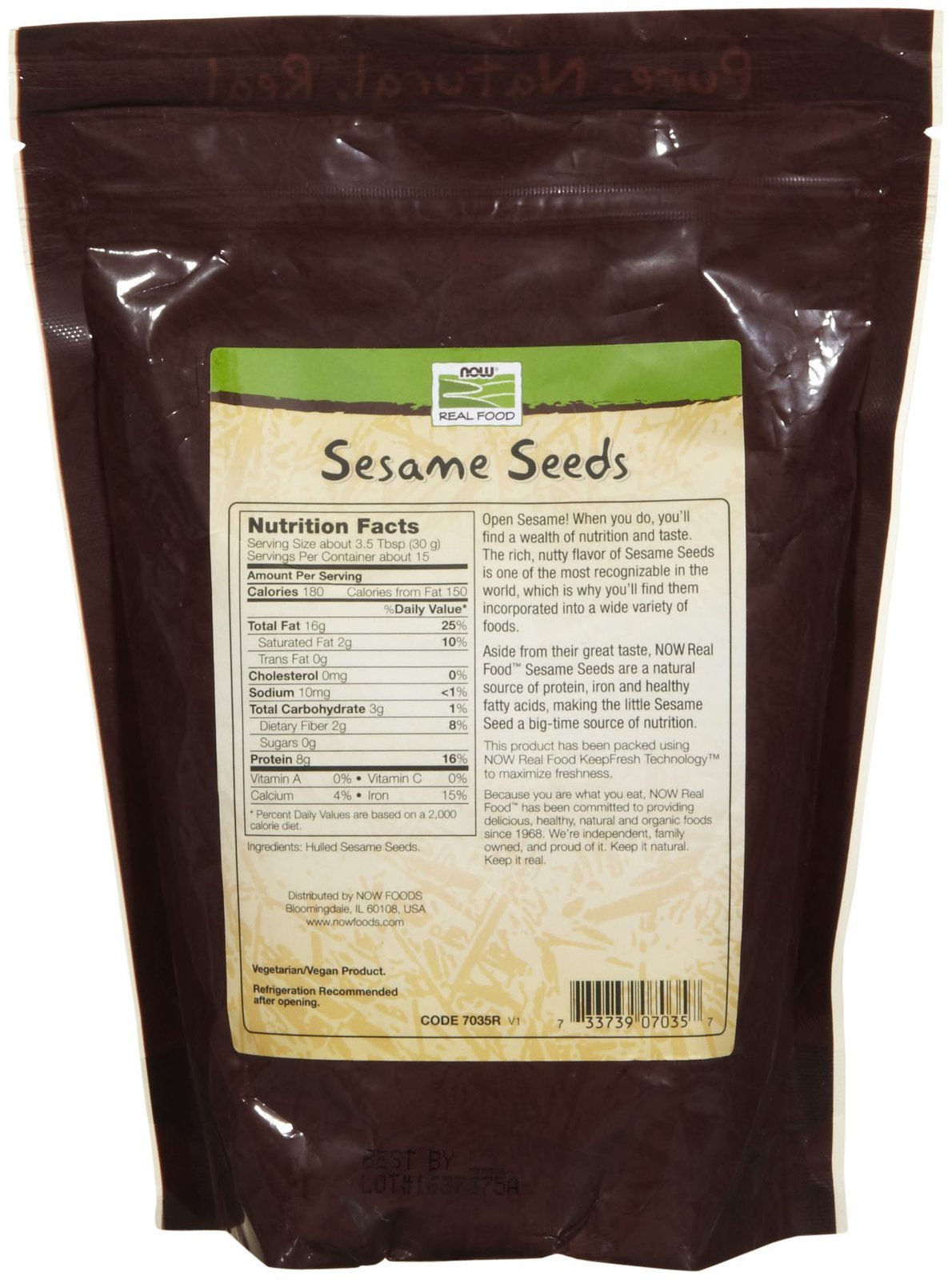 NOW Foods Sesame Seed Hulled, 1 lb