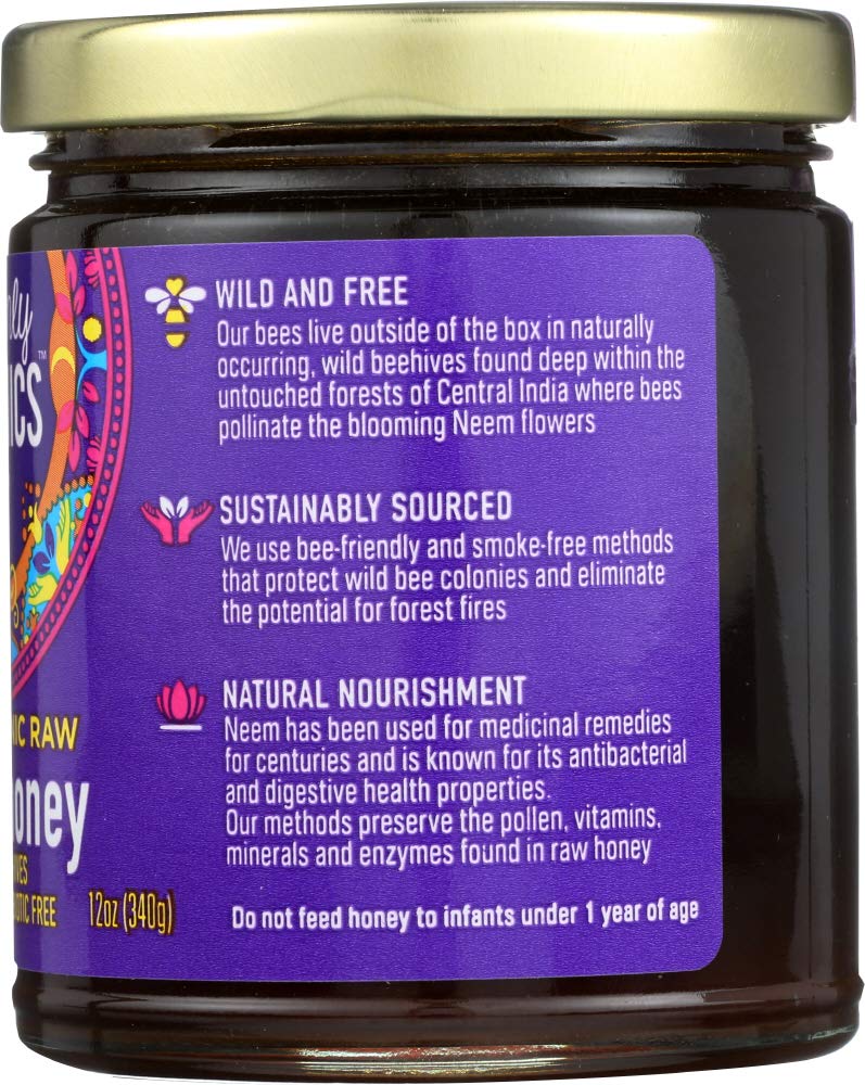 Heavenly Organics 100% Organic Raw Neem Honey 3 Pack, Lightly Filtered, 12 Oz/Jar, Dairy, Nut, Gluten, Chemical Free