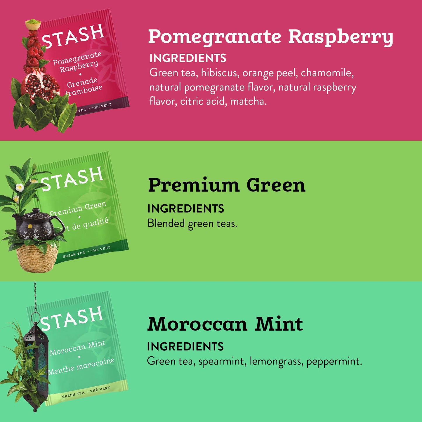 Stash Green Tea Variety Pack Sampler - Caffeinated, Non-GMO, 20 Count (Pack of 6)