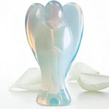 Earth Therapy Original Pocket Guardian Angel With Serenity Prayer Card - Opal Healing Stone Figurine - Bless Yourselves And Your
