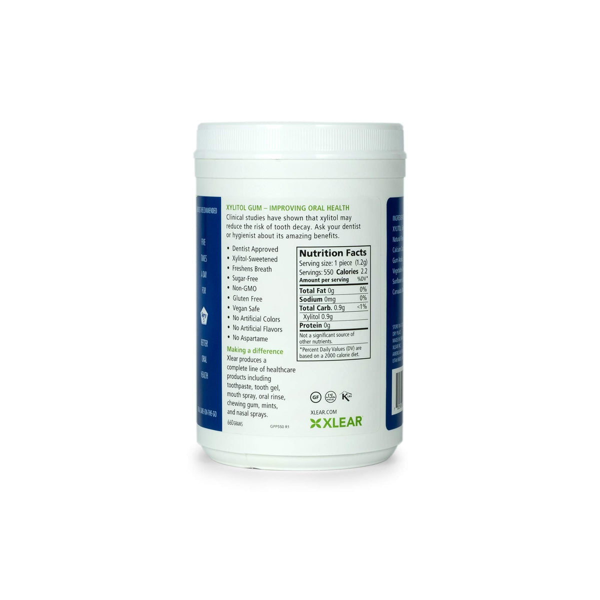 Spry Xylitol Chewing Gum - Aspartame-Free, Sugar-Free, Non-GMO, 550 Count (Pack of 3), Green