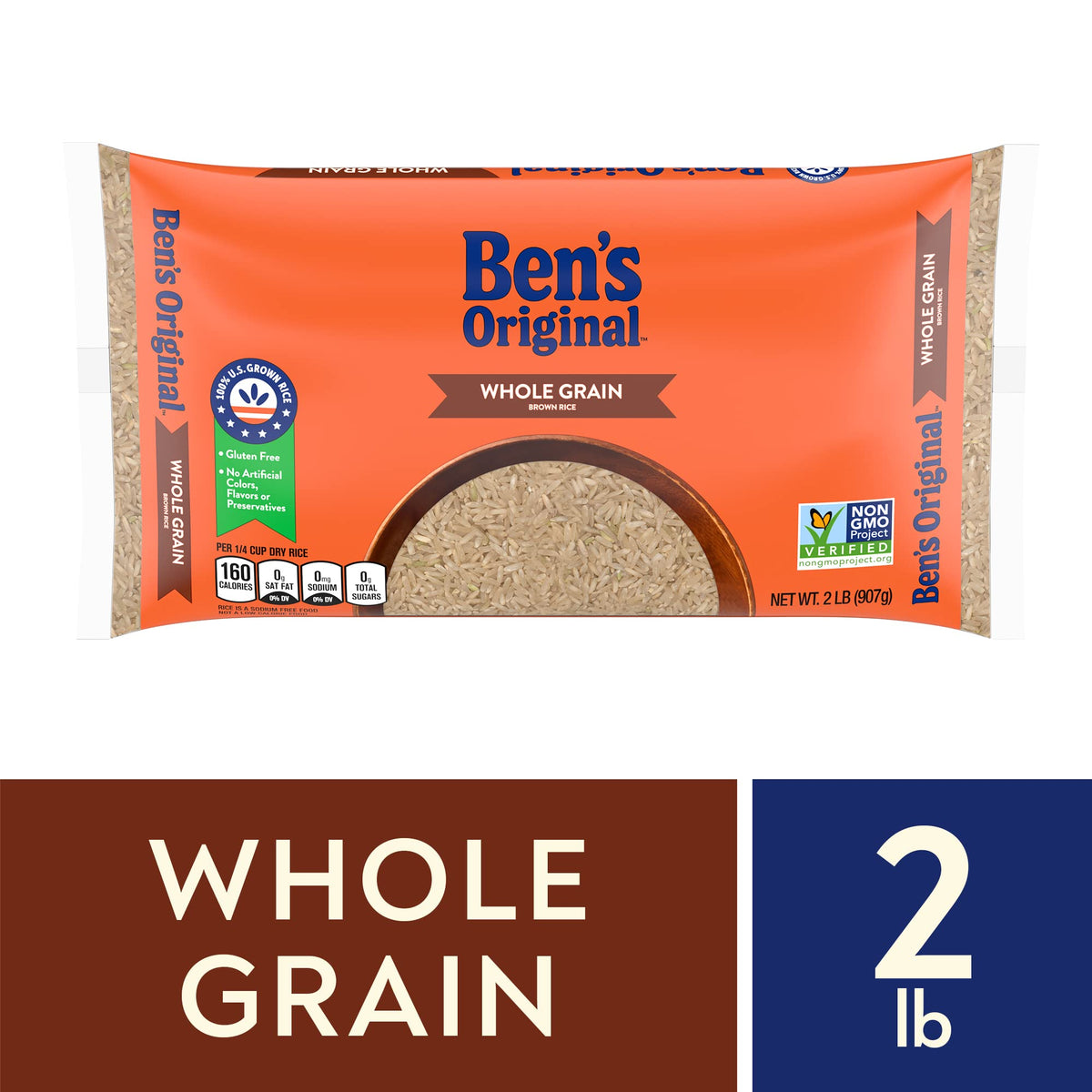 BENS ORIGINAL Whole Grain Brown Rice, 2 lb Bag (Pack of 3)