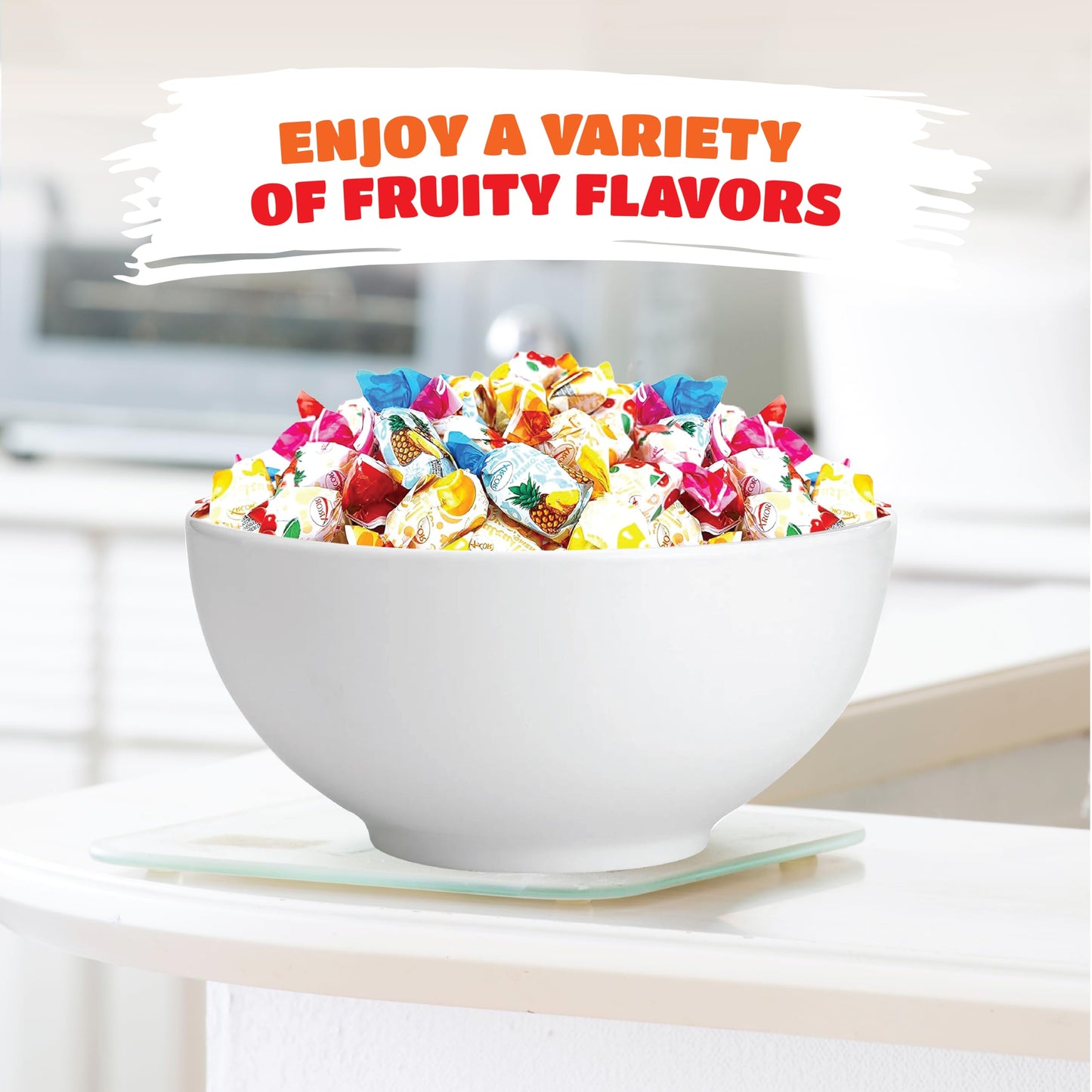 Arcor Fruit-Filled Hard Candy, Assorted Flavors, Bulk Pack 2 Pounds (About 130 Count)