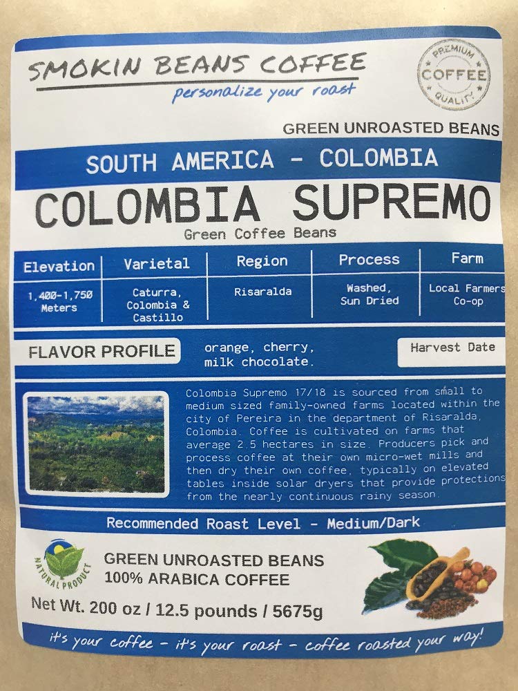 Smokin Beans Unroasted Green Arabica Coffee Beans, 2-Pound Breakfast Blend, Fresh Crop, 16 Ounce