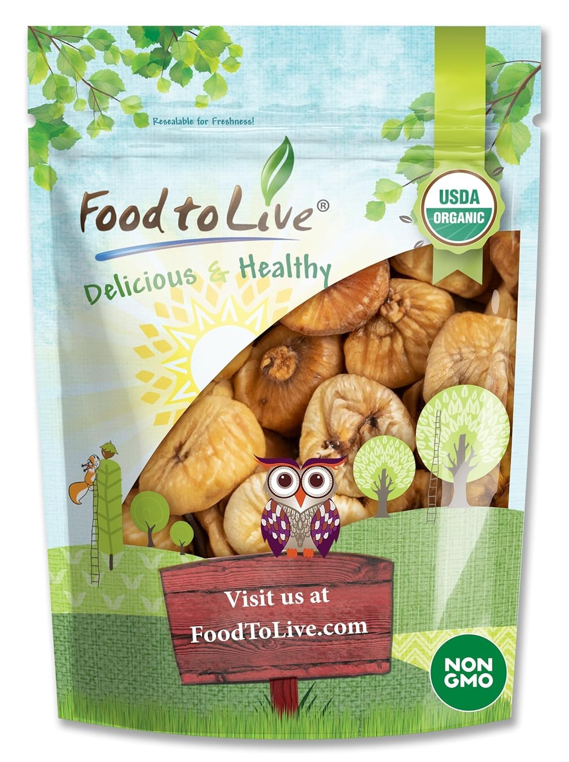 Food To Live Organic Turkish Smyrna Figs, 2 Pounds – Non-Gmo, Sun-Dried, Unsulfured, No Added Sugar, Kosher, Vegan, Bulk