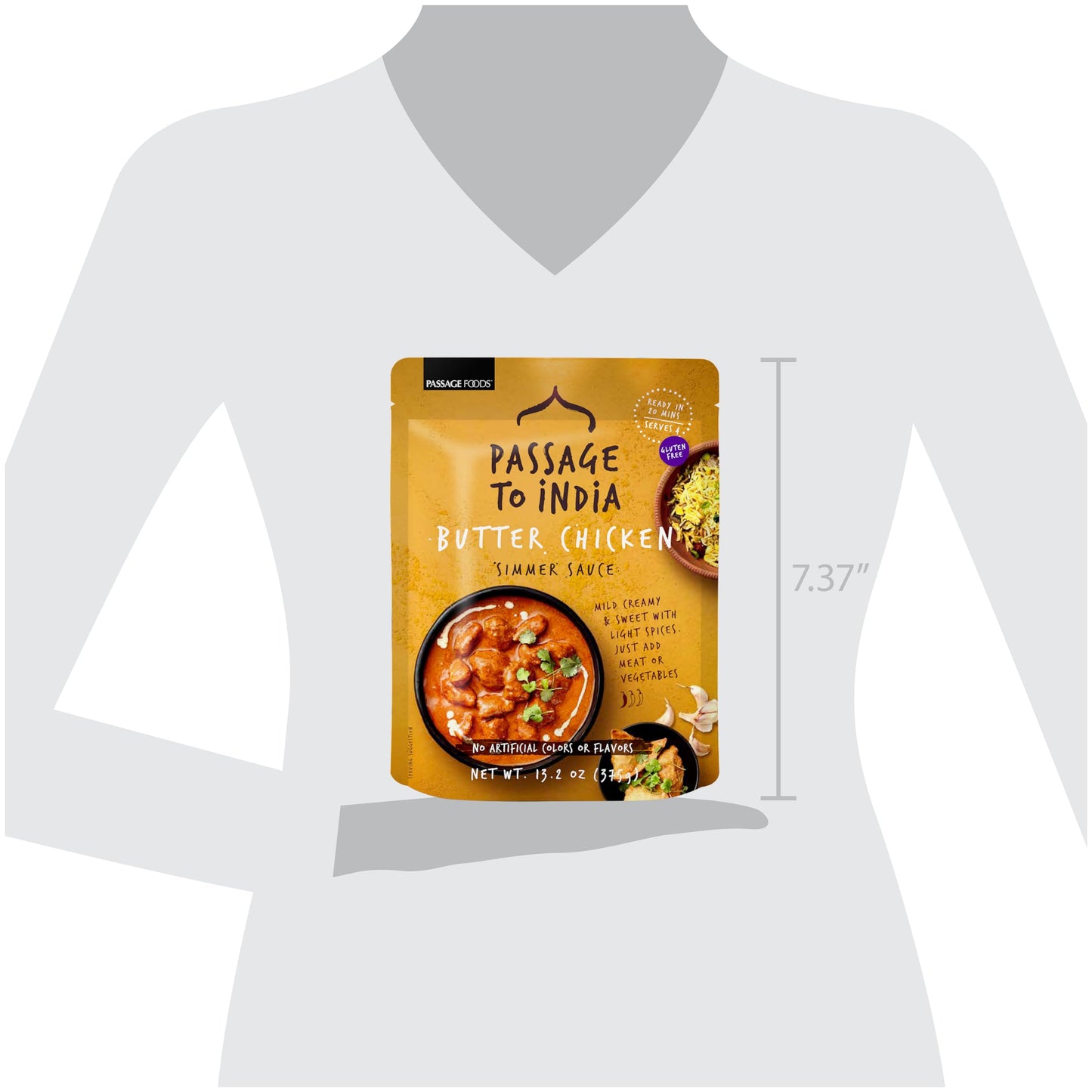 Passage to India Butter Chicken Sauce - Authentic Indian Food Flavor - Simmer Sauce - Convenient Meal Prep - 13.2 oz (Pack of 6)
