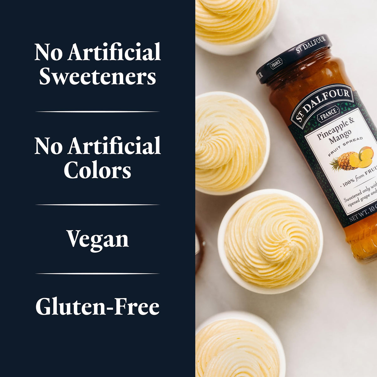 St. Dalfour Pineapple & Mango Fruit Spread - 10Oz - 100% From Fruit, No Artificial Ingredients, Non-Gmo, No Cane Sugars, All Nat