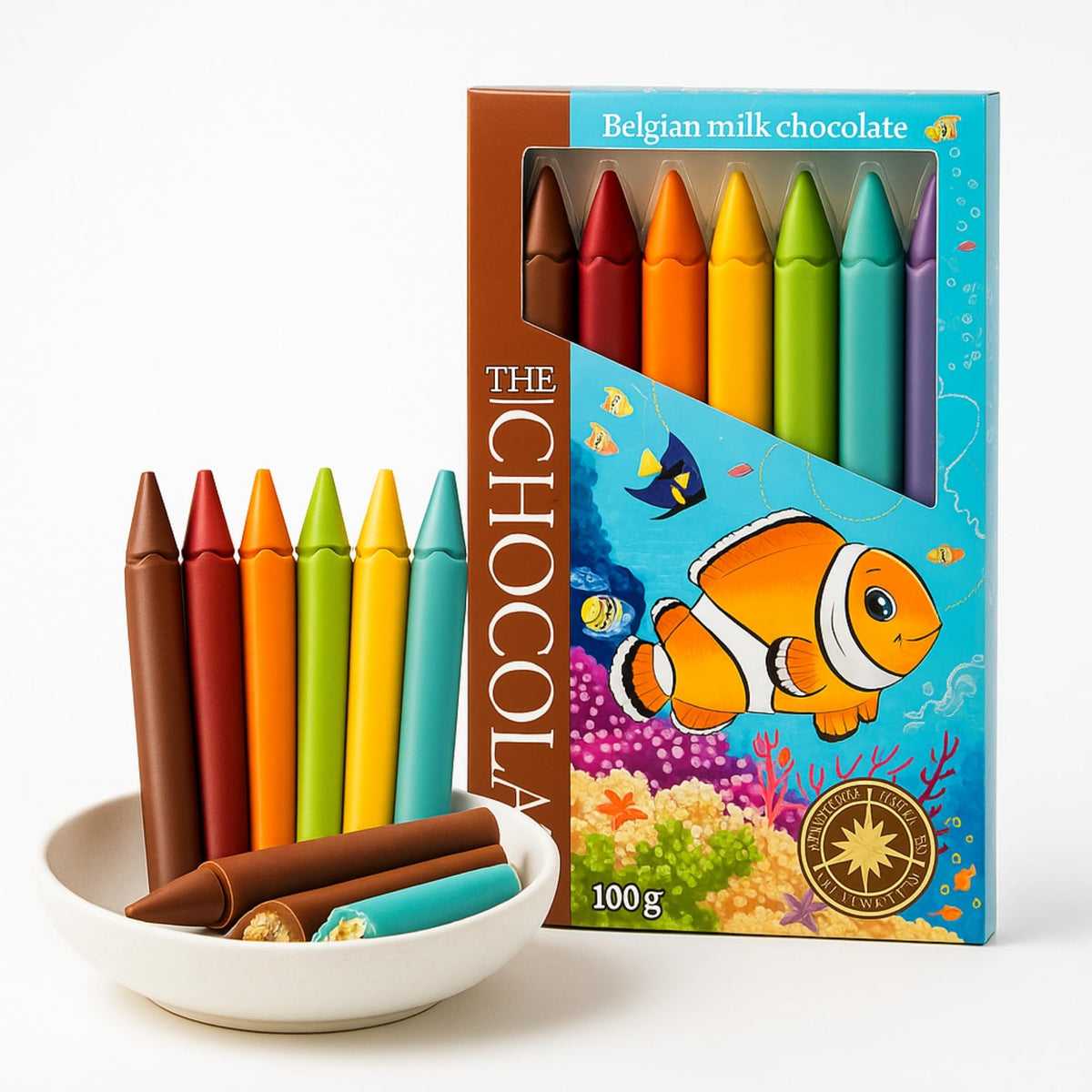 Andy Anand Chocolate Crayon Box Delightful Treats For Kids  Featuring 7 Milk Chocolate Pencils Imported From Europe - Favorite Among Children - Pack Of 1