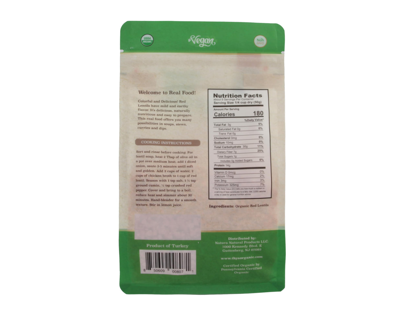 Thya Organic Red Split Lentils, 3 Lb (3 X 1 Lb Packs)