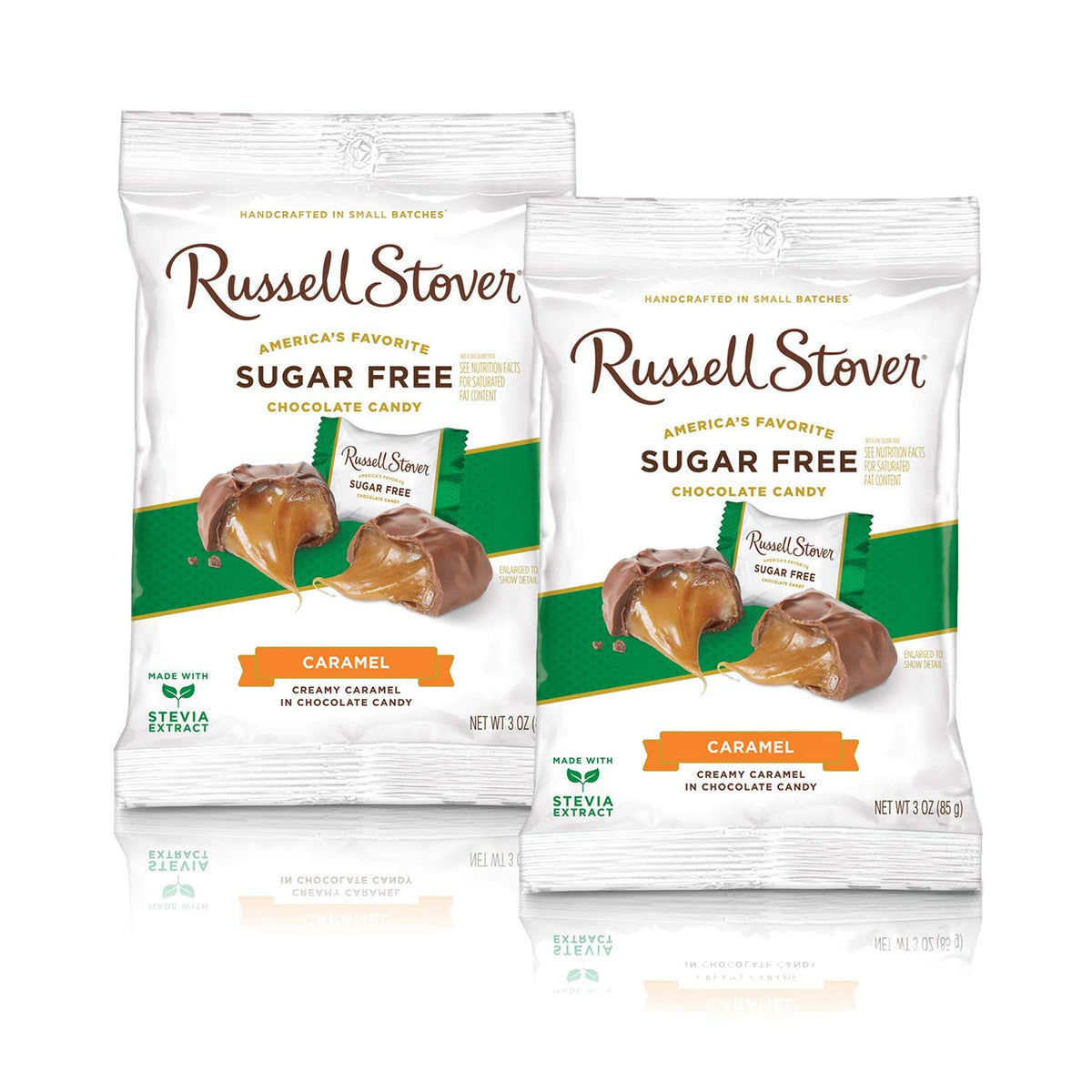 Russell Stover Sugar Free Creamy Caramels in Chocolate Candy, 3 Ounce Bag, Pack of 2