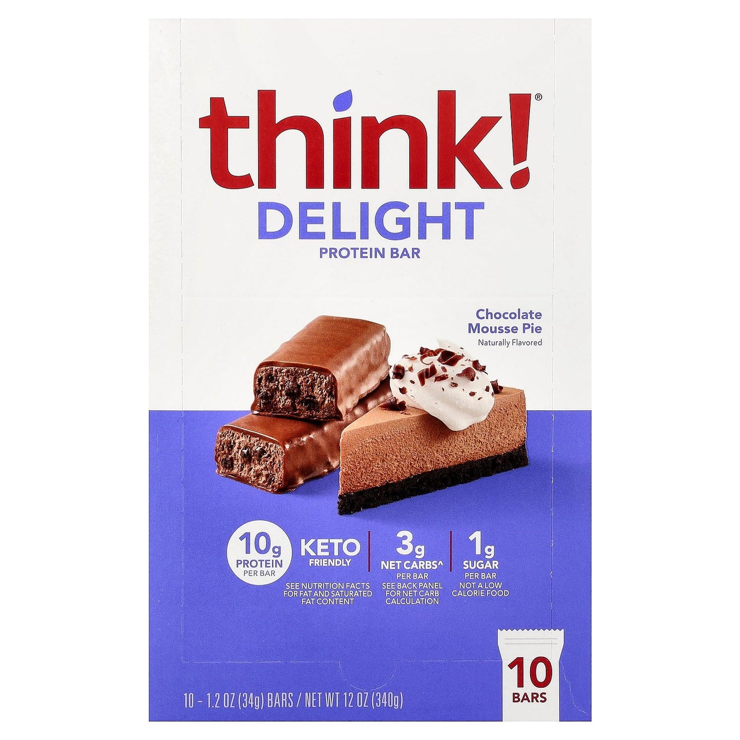 Think! Chocolate Mousse Pie Protein Bar 10 Count, 1.2 Oz