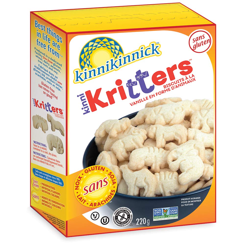 Kinnikinnick - Kinnikritters Animal Cookies - Gluten Free, Allergy Friendly Vegan Animal Crackers - 8 Oz. Box