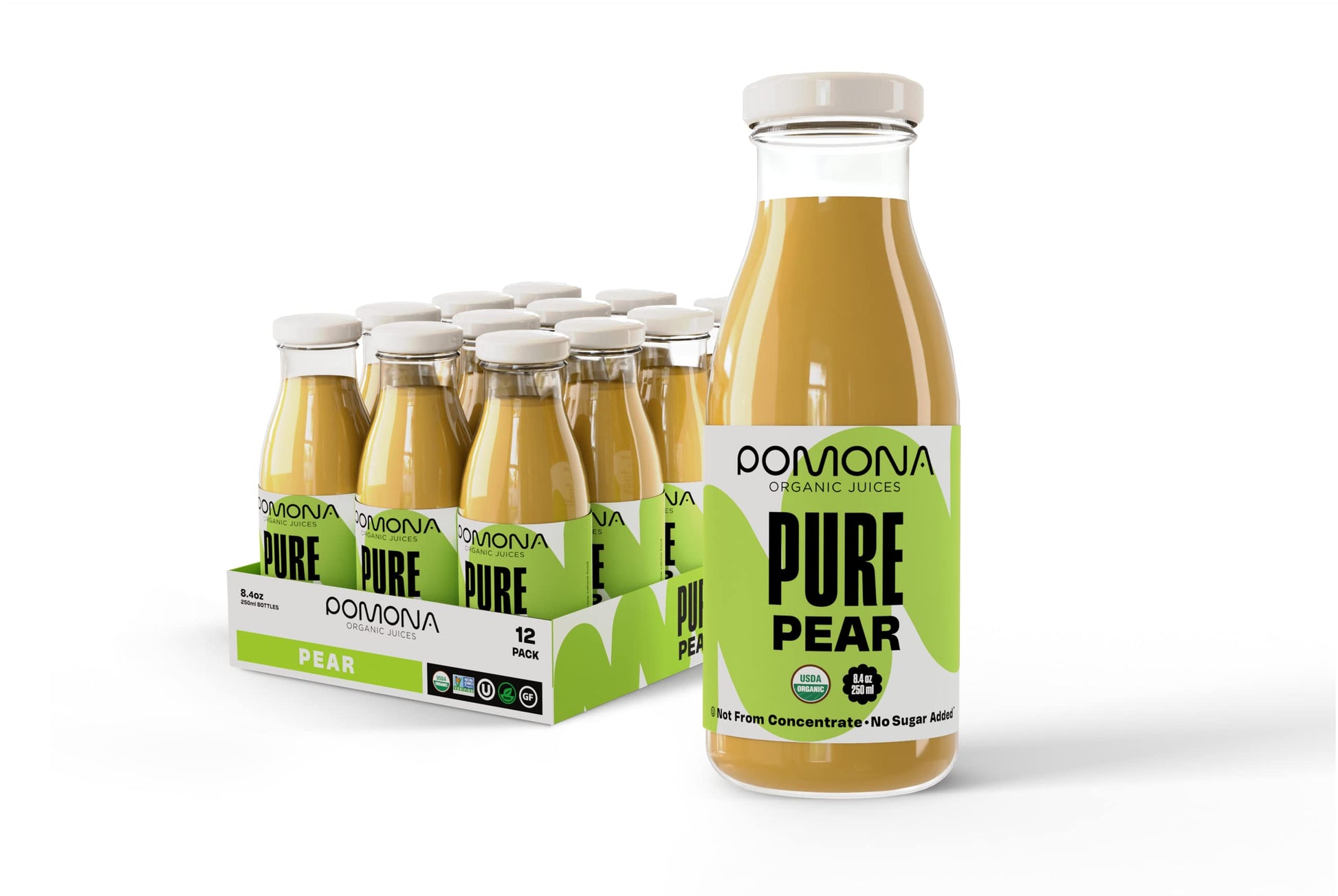 Pomona Organic Pear Juice, Cold Pressed USDA Organic Juices, Pears And Lemon Juice, No Added Sugar, Not From Concentrate, Vegan,