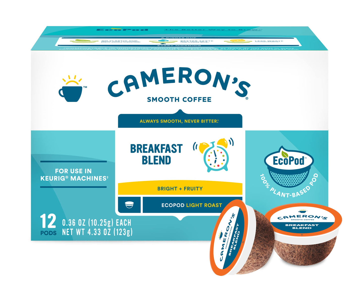 Camerons Coffee Single Serve Pods, Breakfast Blend, 12 Count (Pack of 1)