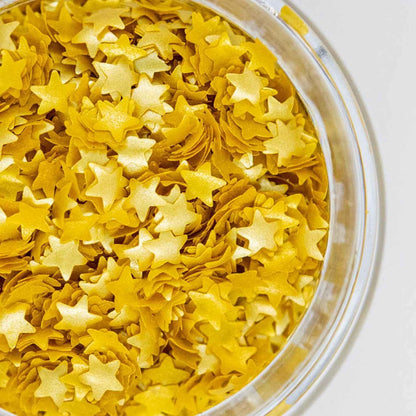 Gold Edible Star Shaped Glitter for Cakes - Fancy Edible Stars Cake Decorations in Metallic Gold for Cake Decorating, Toppings, 