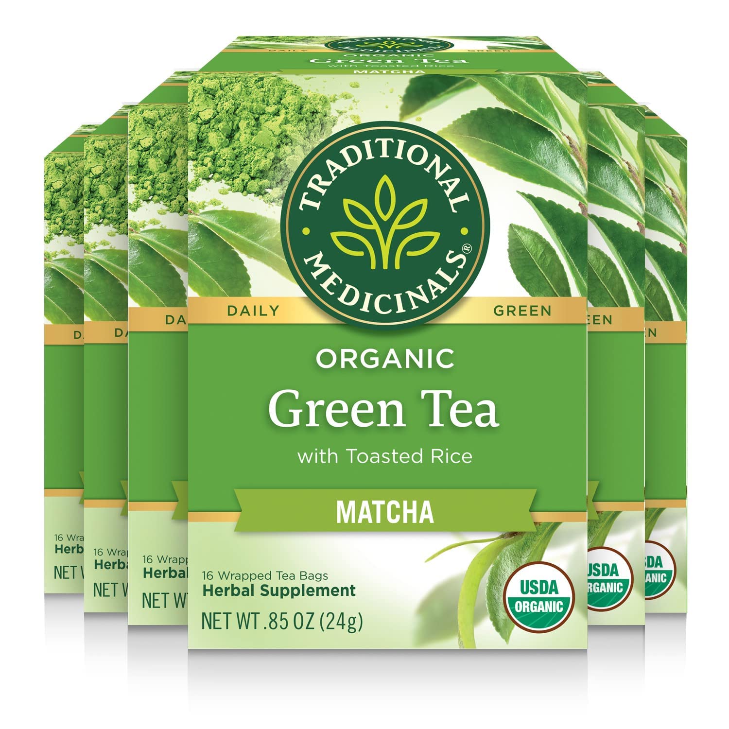 Traditional Medicinals Green Tea Matcha, 96 Tea Bags Total, 0.85 Ounce (Pack of 6)