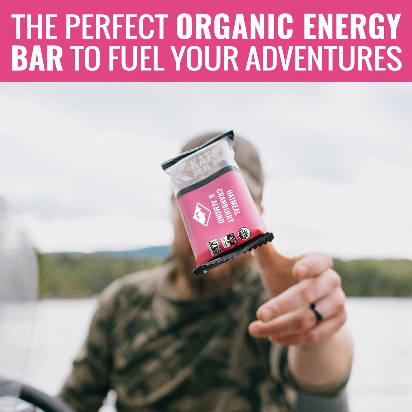 Kates Organic Energy Bars, Non-GMO, Gluten-Free, Oatmeal Cranberry & Almond, 2.2 oz (Pack of 12), Multicolor