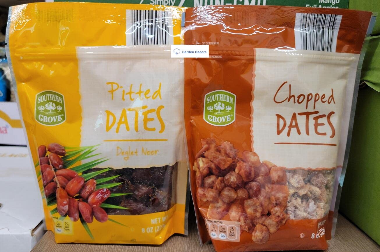 Southern Grove Pitted and Chopped Dates 8oz 227g (Two Bags)