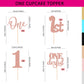 24Pack First Birthday Cupcake Topper - Glitter Pink One Cupcake Picks,1St Birthday Cupcake Decorations Supplies (Pink)