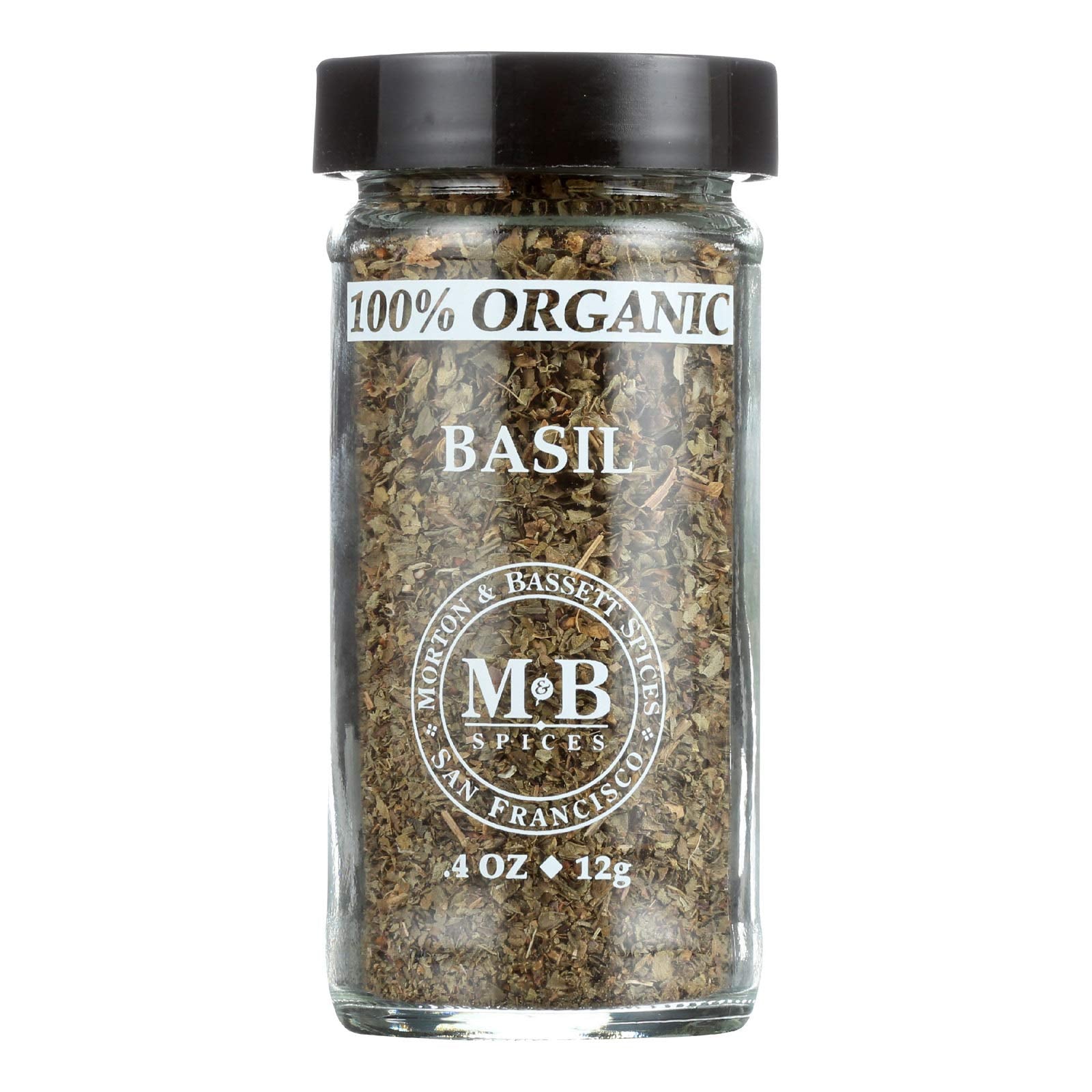  & Bassett 100% Organic Basil | Sweet & Fragrant Herb For Italian & Mediterranean Dishes | Gluten Free  Salt Free  Non-Gmo | 0.4 Oz Jar