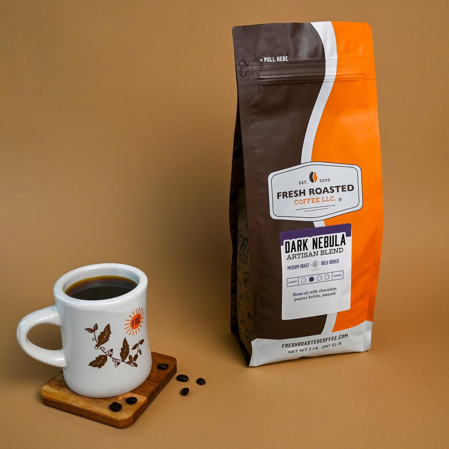 Fresh Roasted Coffee, Dark Nebula, 2 Lb (32 Oz), Medium Roast, Kosher, Whole Bean