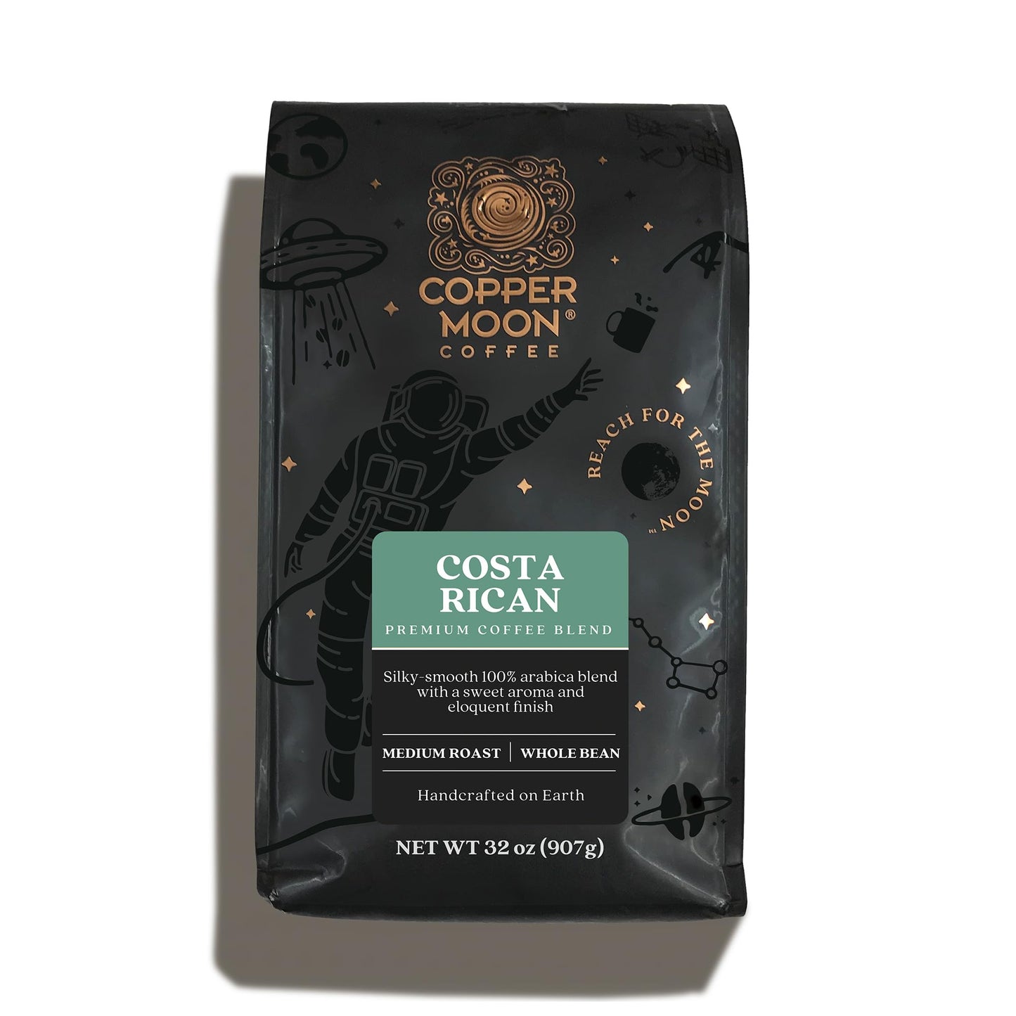 Copper Moon Medium Roast Whole Bean Coffee, Costa Rican Blend, 2 Lb