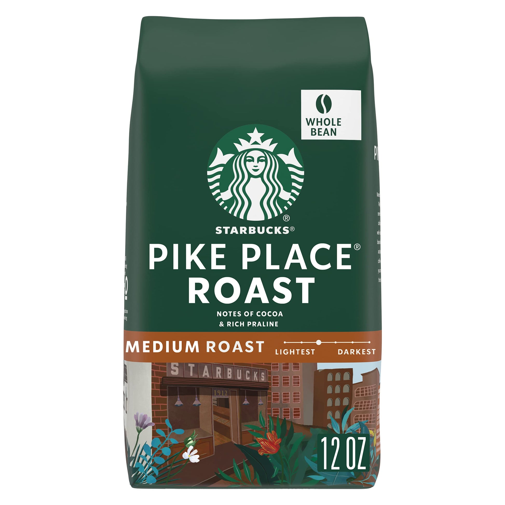 Starbucks Whole Bean Coffee, Medium Roast, Pike Place Roast, 100% Arabica, 12 oz