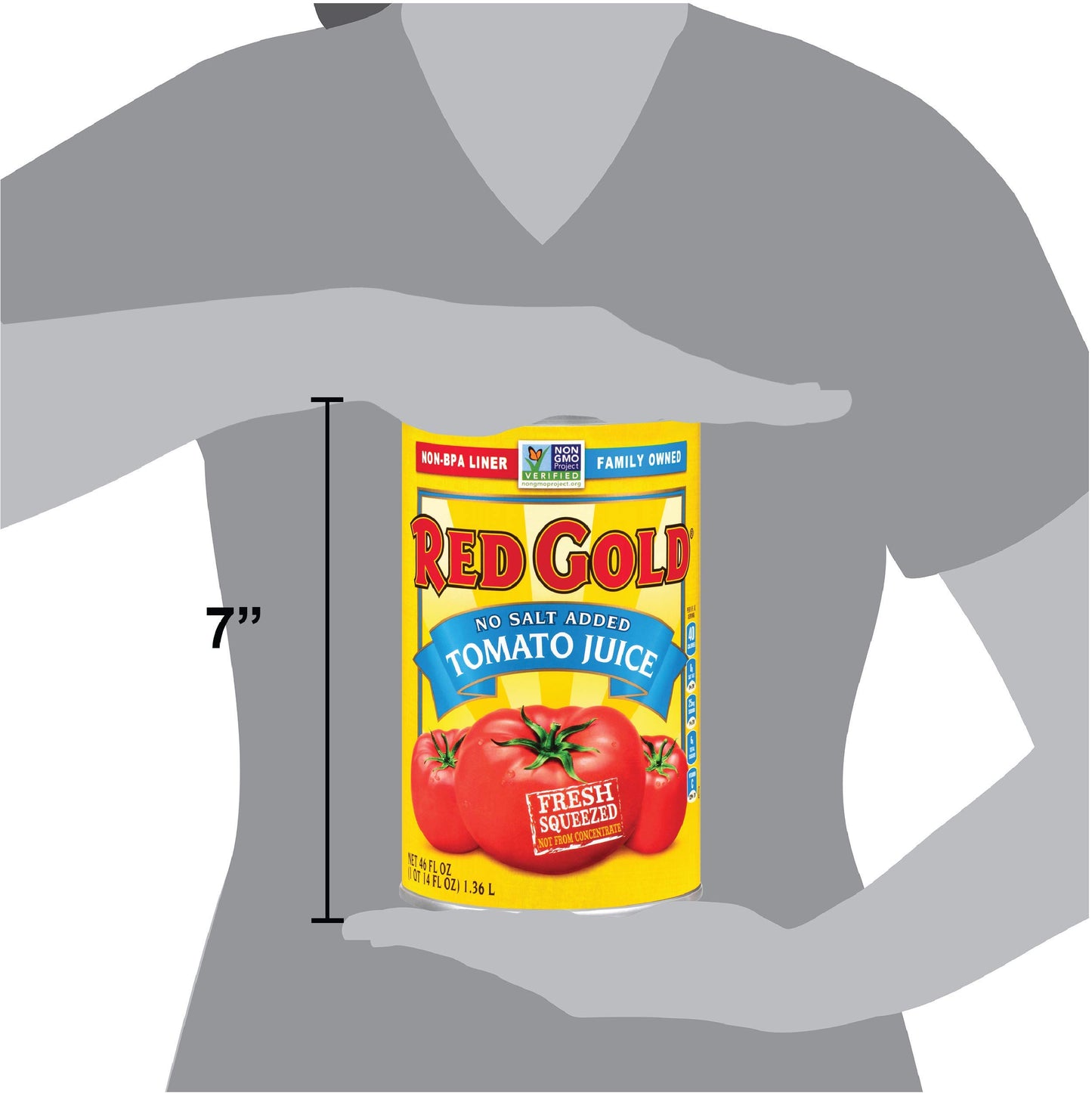 Red Gold Fresh Tomato Juice, No Salt Added, Kosher and Gluten Free, 46 Ounce Can, 2-Pack