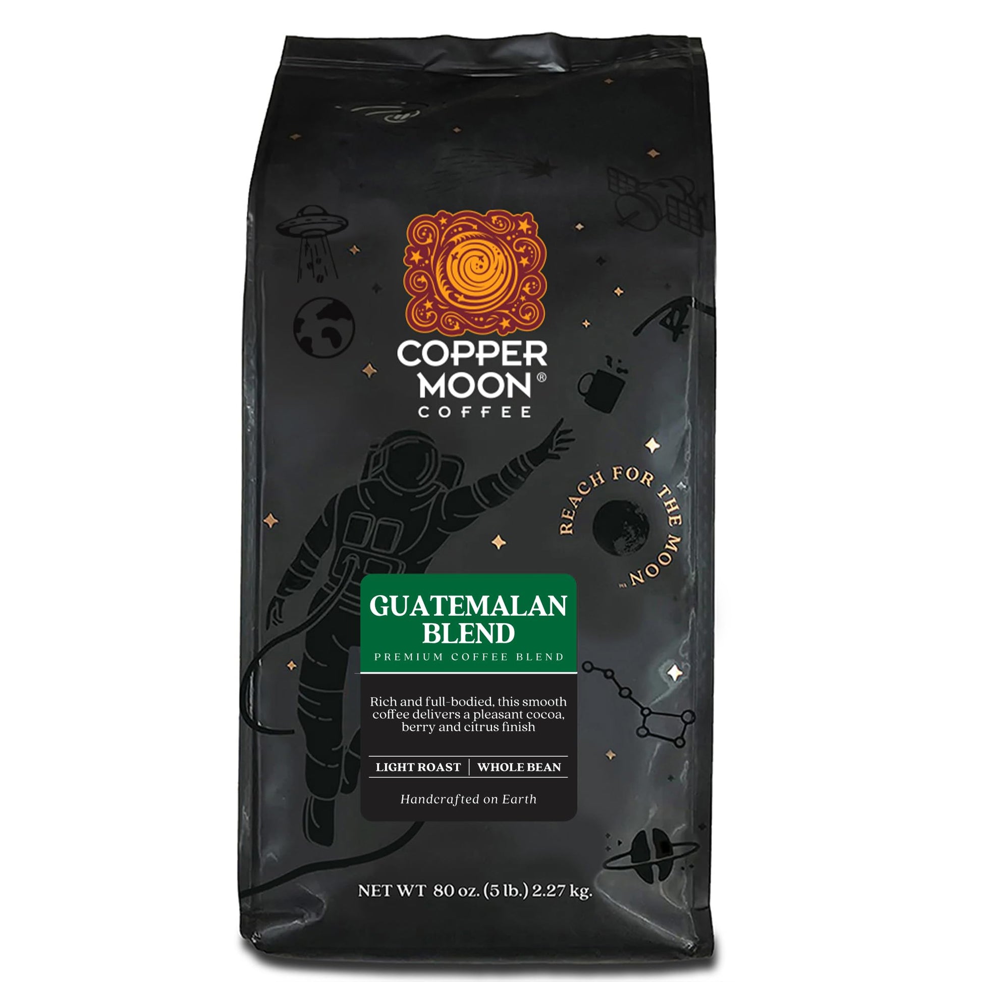 Copper Moon Whole Bean Coffee, Guatemalan Blend, Light Roast, 5 Lb