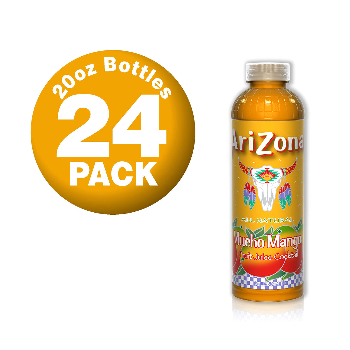 AriZona Mucho Mango Juice Drink, 20 Fl Oz (Pack of 24)