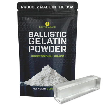 Rooted In Rare Ballistic Gel Powder for Making Ballistic Gel Block or Gelatin Dummy  Product of USA  2 Lbs of Calibrated Mix Supports 10% FBI or 20% NATO Blocks