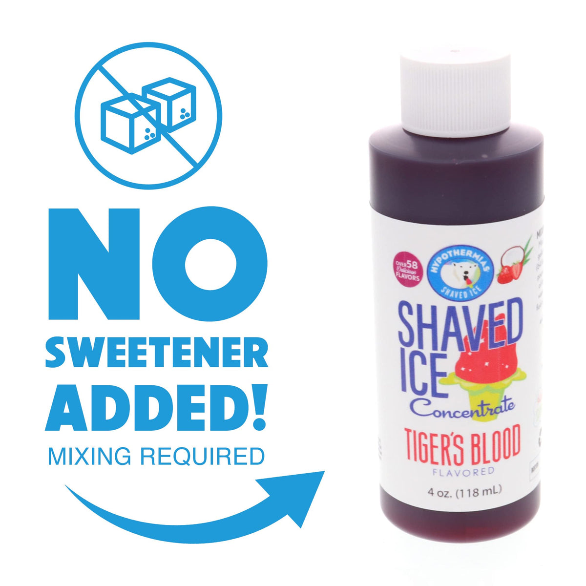 Hypothermias Shaved Ice And Snow Cone Syrup Unsweetened Flavor Concentrate - 4 Fl Oz - Makes 1 Gallon Of Ready To Use Syrup - Ti
