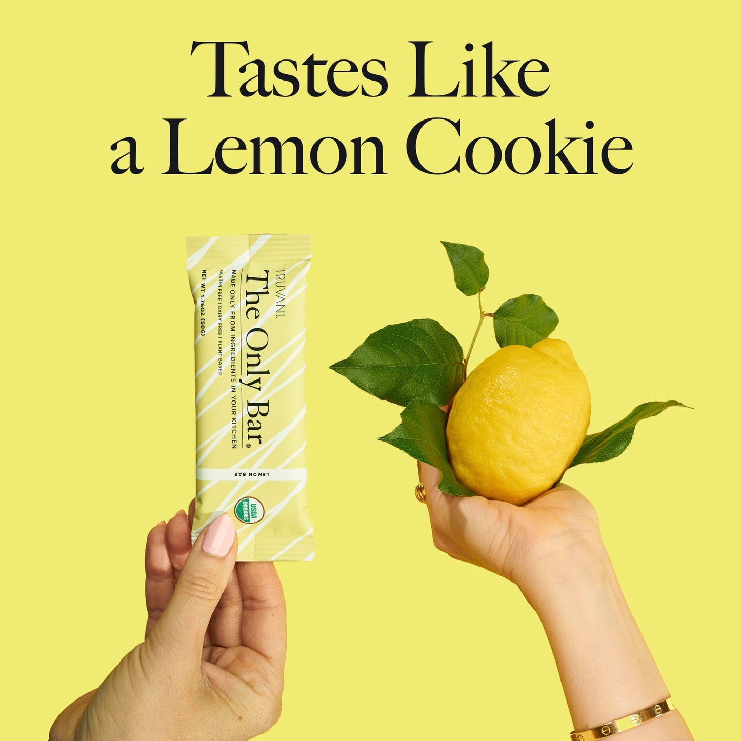 Truvani Plant Based Snack Bar | Lemon Bar 4 Pack | 6G Protein | Usda Organic And Vegan | The Only Bar | Dairy, Soy, And Gluten F
