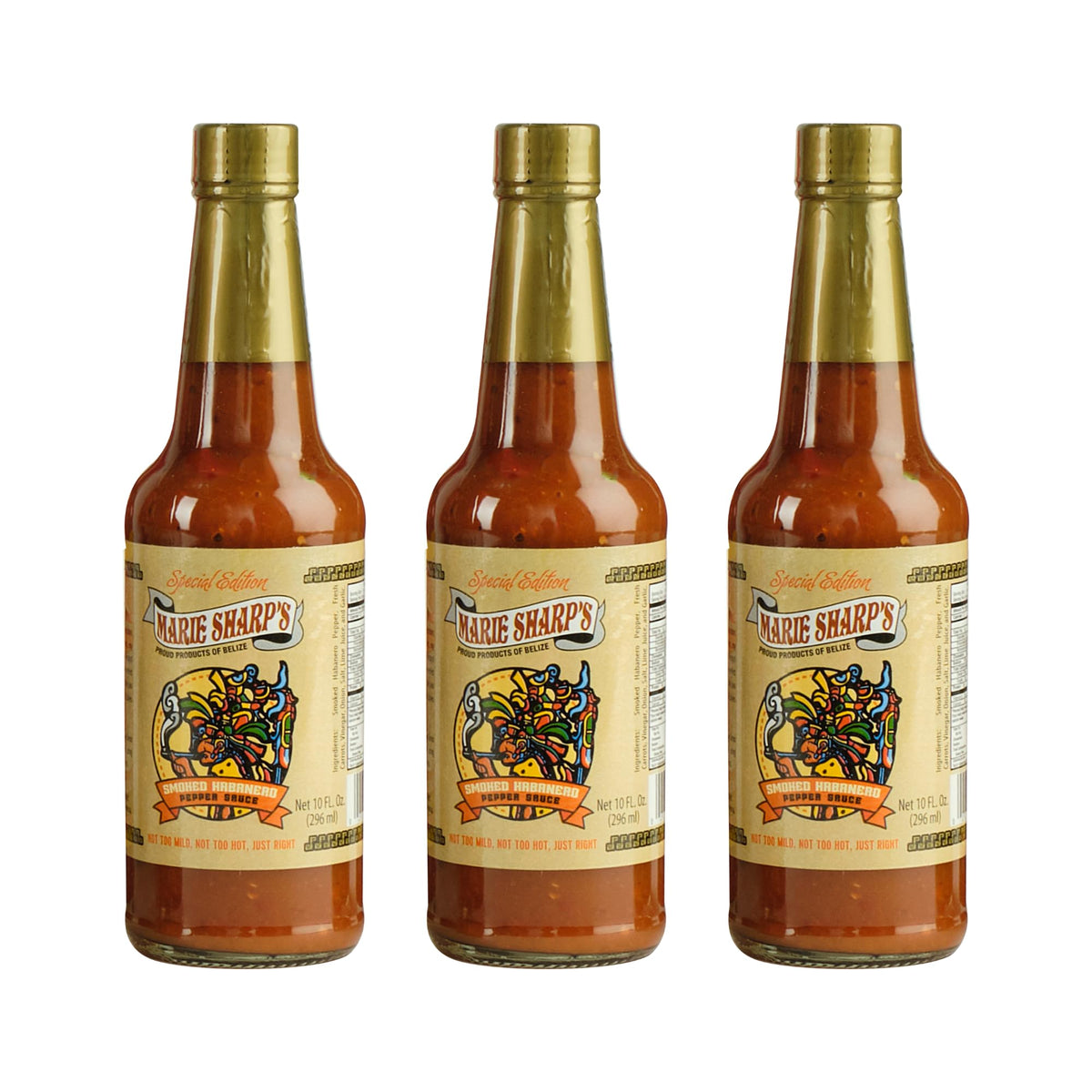 Marie Sharps Smoked Habanero Pepper Sauce  10 oz - Belizean Hot Sauce with Bold Smoke & Heat - All-Natural  Gluten-Free (Pack of 3)