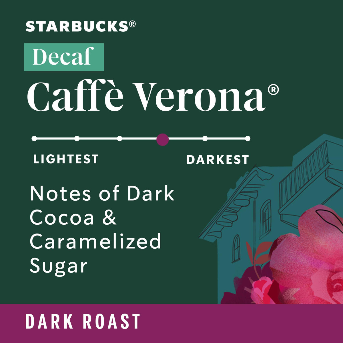 Starbucks Ground Coffee, Dark Roast Decaf Caffè Verona, 12 oz (Pack of 6)