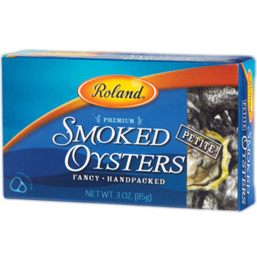 Roland Foods Smoked Oysters in Oil, Wild Caught, 3 Ounce Tin, Pack of 10, Brown