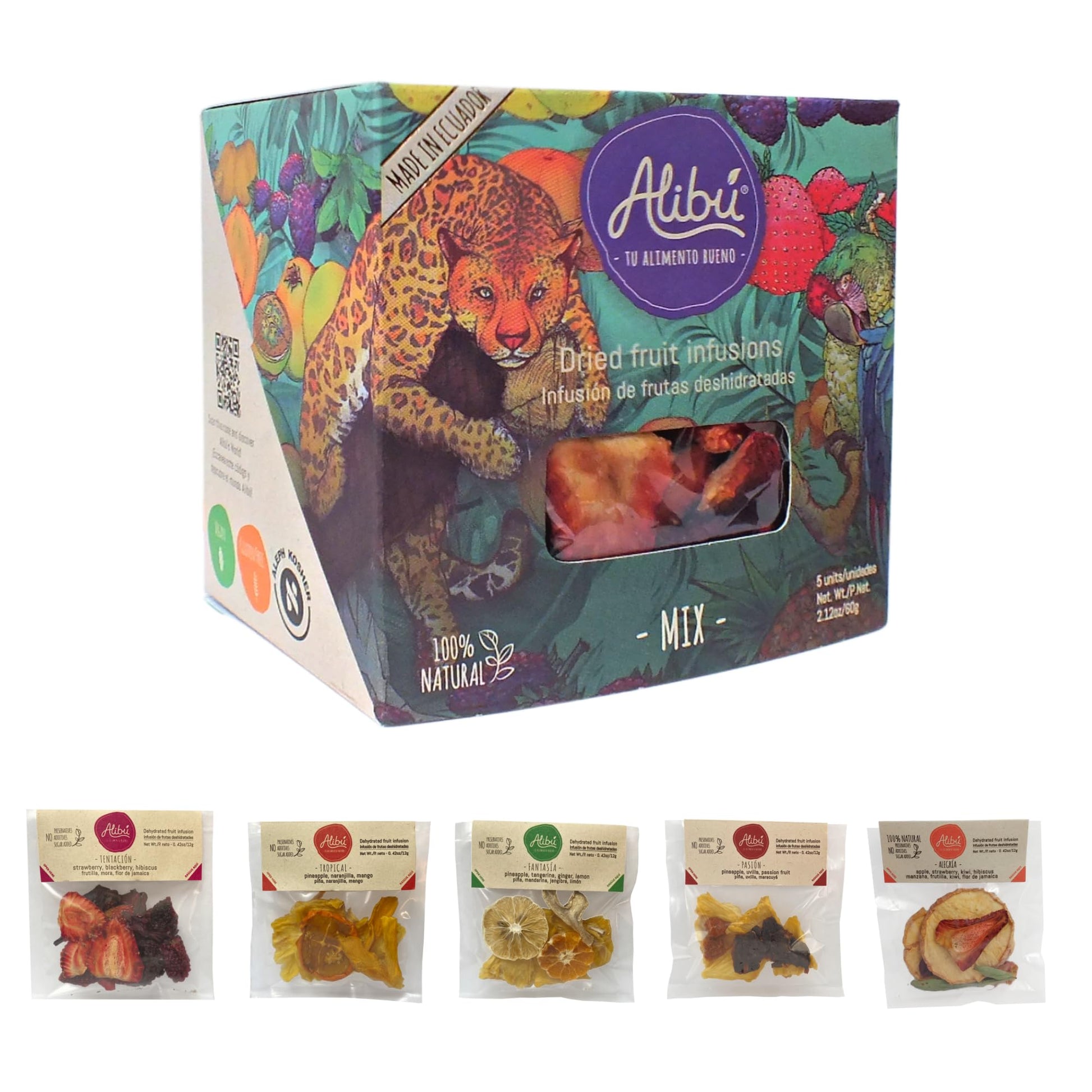 Everglobe Dried Fruit Tea Infusions Variety Pack - Certified Vegan, Caffeine Free, 2.12 oz Box